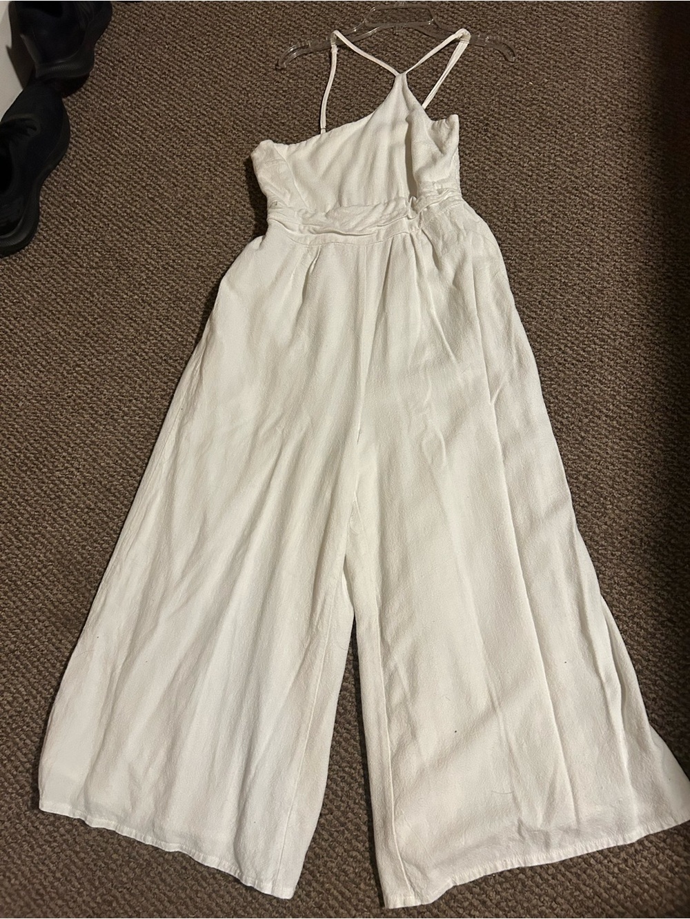 Women’s Cream Wide-Leg Strappy Jumpsuit
